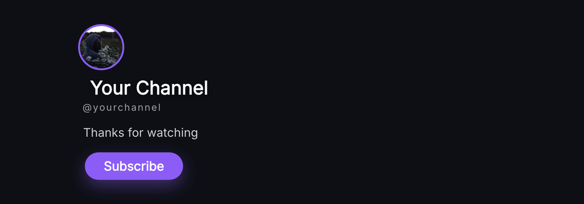 An outro holding the channel mark, the handle and the ask in one corner, with the rest of the frame left empty