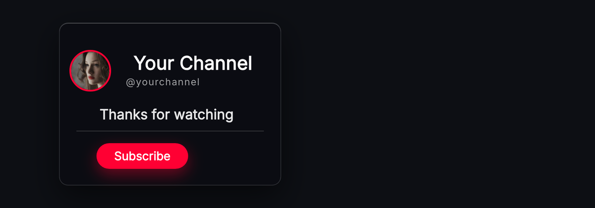 An end card that divides the frame, with the channel on one half and the other half kept clear