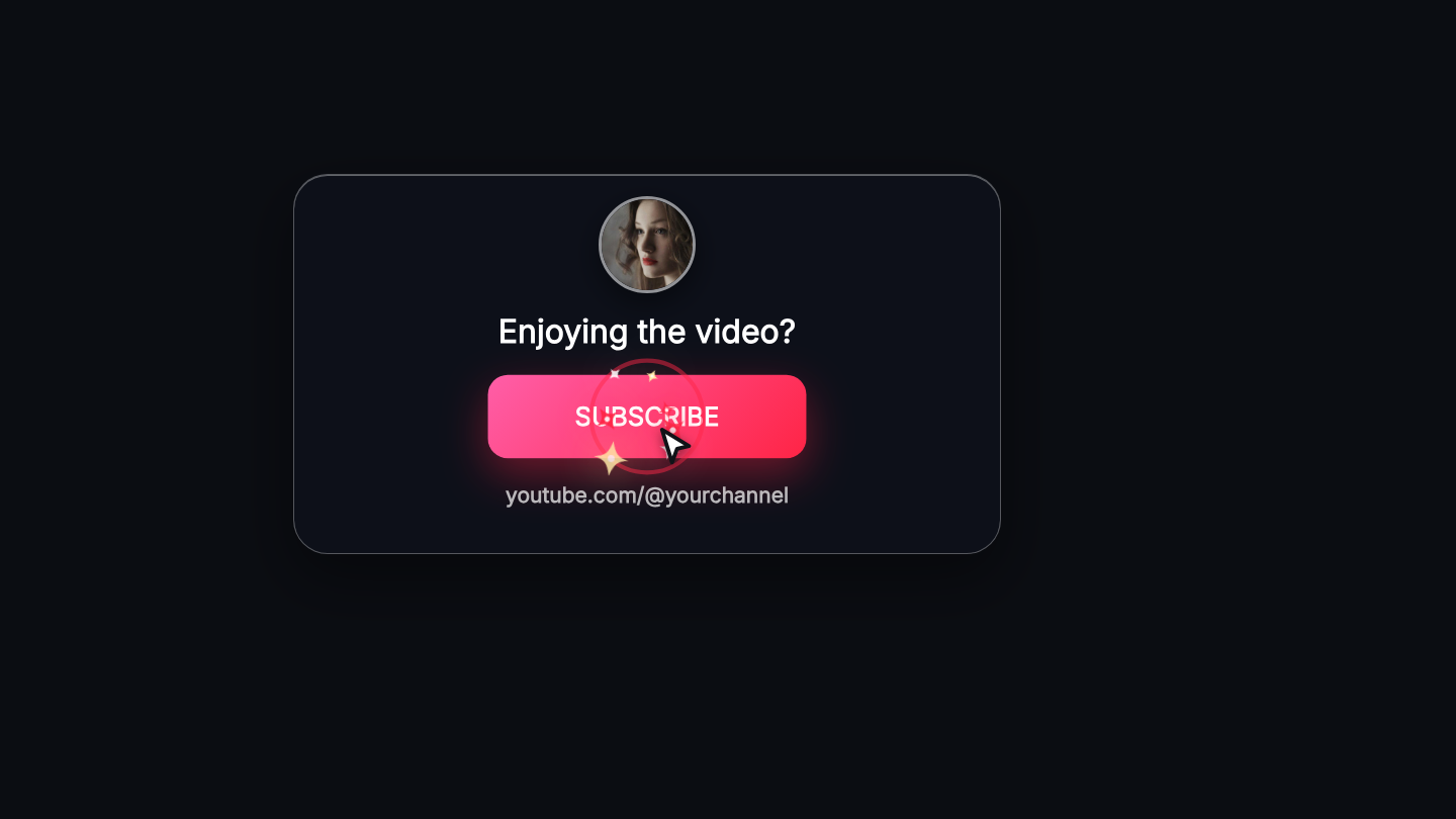 A subscribe card with an avatar above it and a pressed subscribe button