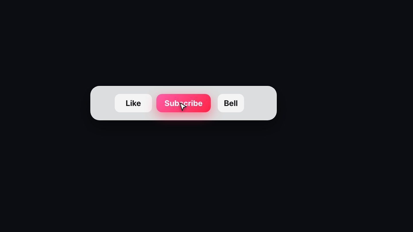A Like, Subscribe and Bell bar mid-animation, the cursor on the Subscribe button